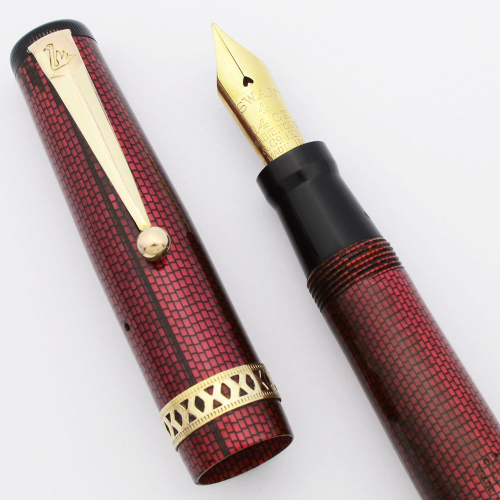 Mabie Todd Swan Leverless L312/89 (1930s) - Magenta Lizard Skin